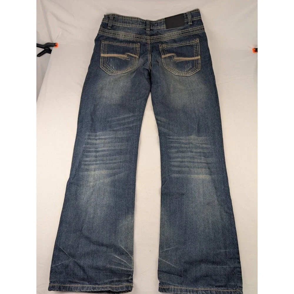 Men's 34x32 Buckle Black Jeans Bootcut Dark Wash Stretch Premium Denim Pants